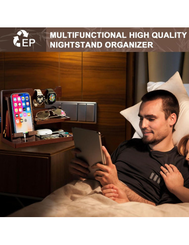 Estación de Acoplamiento de Madera Yirilan - Organizador Marrón