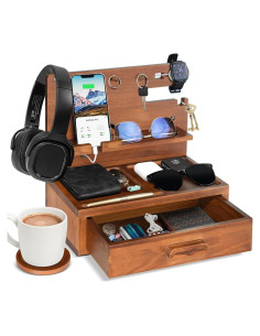 Organizador de Mesita de Noche Madera ANRXNCY con Cajón