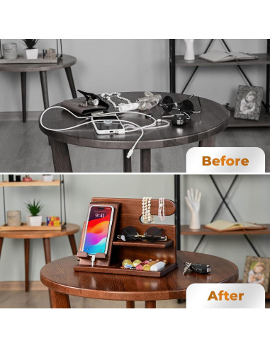 Estación de Carga y Organizador de Madera TESLYAR