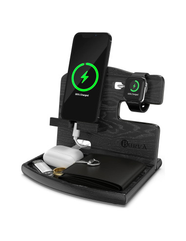 Estación de Carga de Madera BarvA | Soporte Teléfono 15x17cm