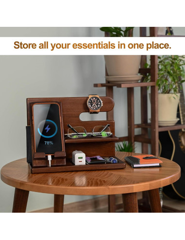 Estación de Carga y Organizador de Madera TESLYAR