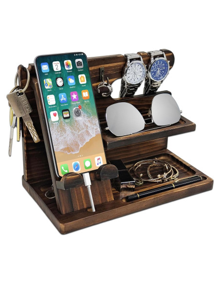 Organizador de Mesita de Noche Iswabard con Carga Madera 25x14x17.5cm