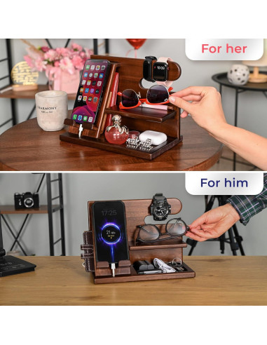 Estación de Carga y Organizador de Madera TESLYAR