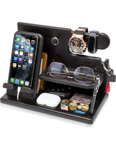 Estación de Carga y Organizador de Madera Teslyar Negro 2