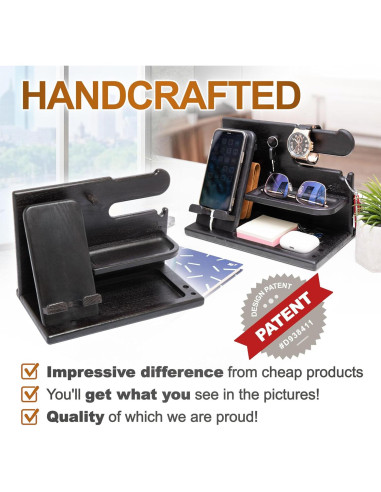 Estación de Carga y Organizador de Madera Teslyar Negro