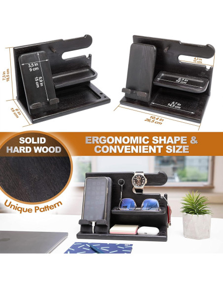 Estación de Carga y Organizador de Madera Teslyar Negro