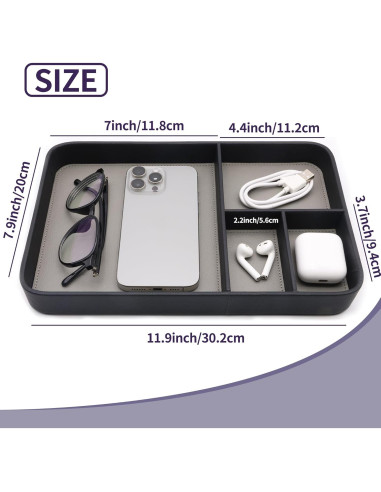 Bandeja de Cuero Vegano Baerkian para Mesita de Noche