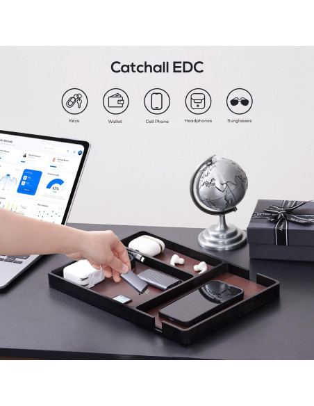 Bandeja Organizadora de Madera ProCase para Hombres - Negro