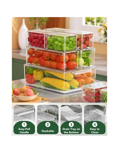 11 Organizadores de Refrigerador KEMETHY Apilables 30x21cm