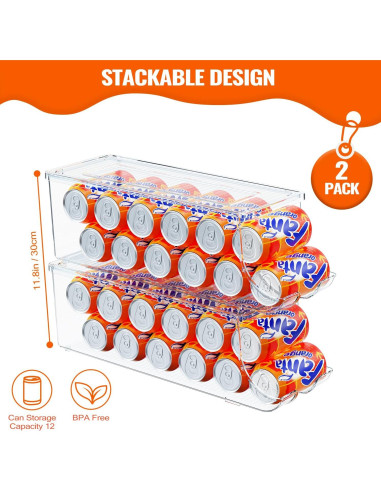 Organizador de Latas SCAVATA 2 Paquetes 12 Latas Transparente