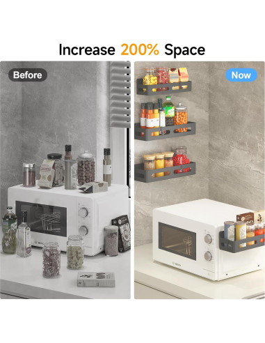 Estantes magnéticos para especias Sevenblue, 4 piezas, negro