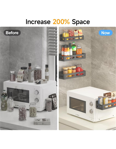 Estantes magnéticos para especias Sevenblue, 4 piezas, negro