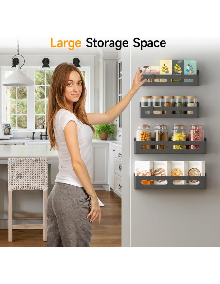 Estantes magnéticos para especias Sevenblue, 4 piezas, negro