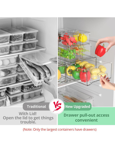 14 Organizadores de Refrigerador DAMYNUO - Contenedores Apilables