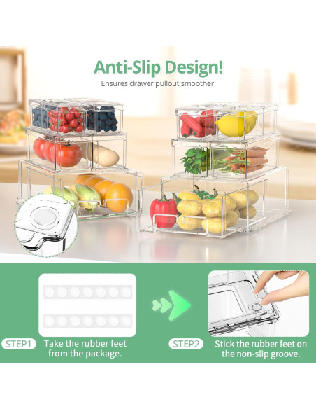 14 Organizadores de Refrigerador DAMYNUO - Contenedores Apilables