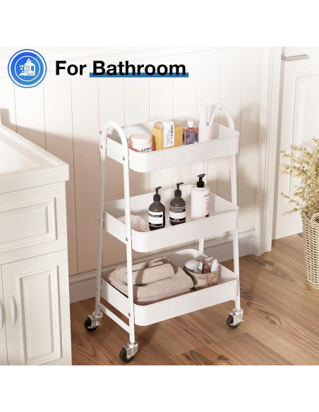 Carro Rodante de 3 Niveles OLIXIS Metal Blanco