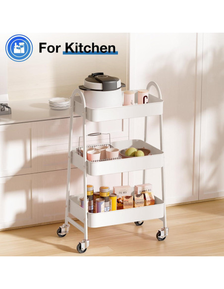 Carro Rodante de 3 Niveles OLIXIS Metal Blanco