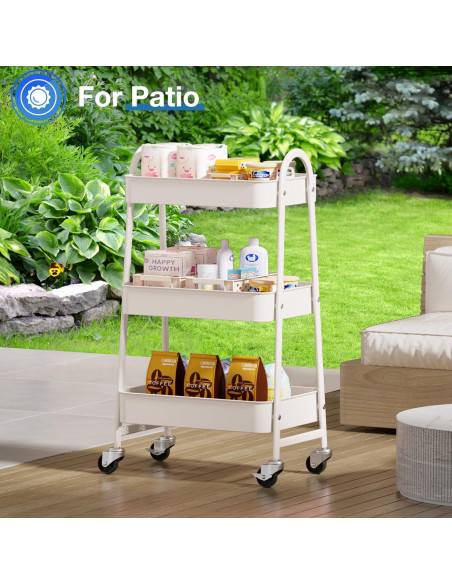 Carro Rodante de 3 Niveles OLIXIS Metal Blanco