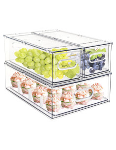 Juego de 3 Contenedores Apilables MineSign para Refrigerador