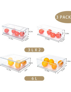Juego de 3 Contenedores Apilables MineSign para Refrigerador 2