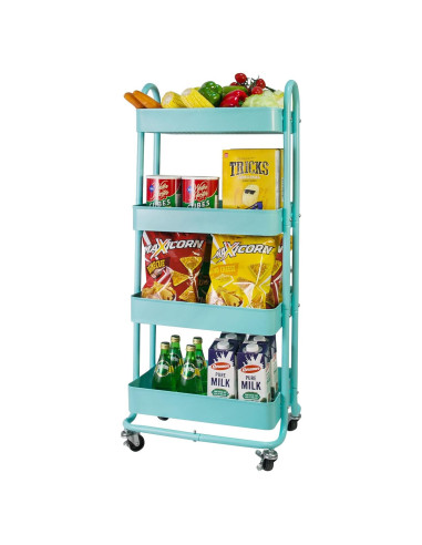 Carro Rodante de Metal elabo 4 Niveles Azul Organizador