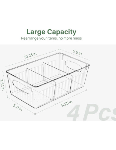 Organizadores de Refrigerador Kootek 4 Piezas Transparentes