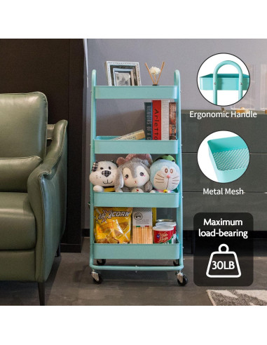 Carro Rodante de Metal elabo 4 Niveles Azul Organizador