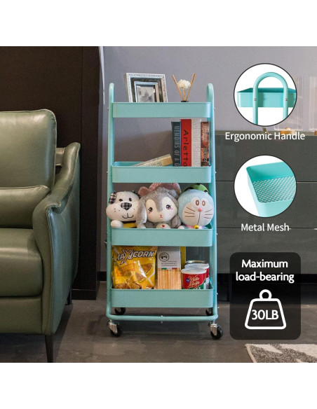 Carro Rodante de Metal elabo 4 Niveles Azul Organizador