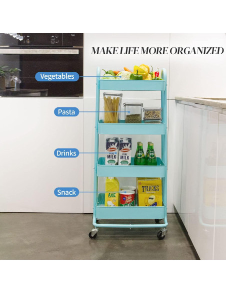 Carro Rodante de Metal elabo 4 Niveles Azul Organizador