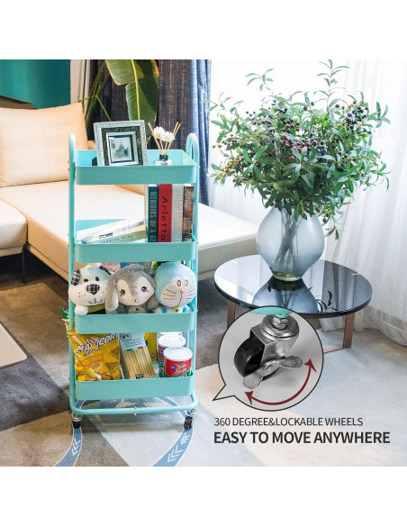 Carro Rodante de Metal elabo 4 Niveles Azul Organizador