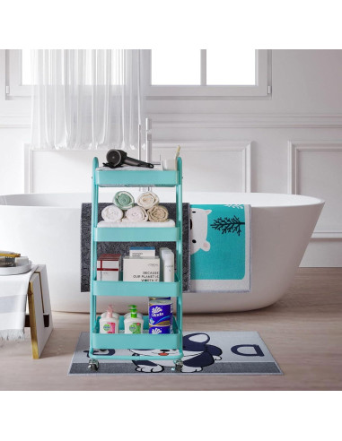 Carro Rodante de Metal elabo 4 Niveles Azul Organizador