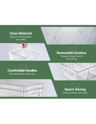 Organizadores de Refrigerador Kootek 4 Piezas Transparentes