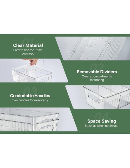 Organizadores de Refrigerador Kootek 4 Piezas Transparentes