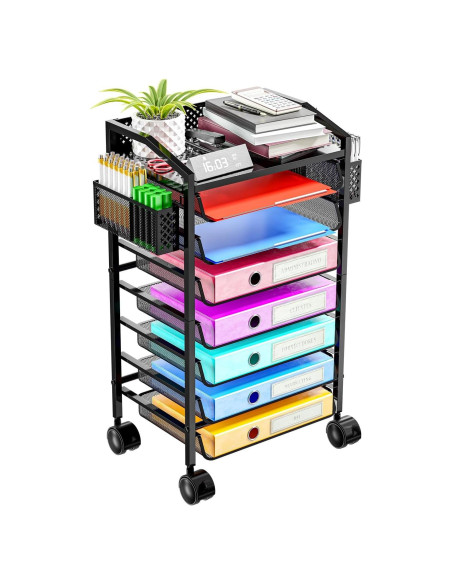 Carro de Archivo Rodante 8 Niveles Simple Trending Negro