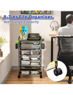 Carro de Archivo Rodante 8 Niveles Simple Trending Negro 2