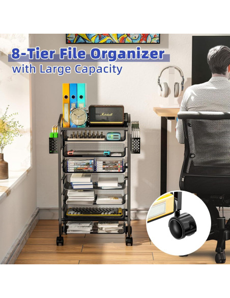 Carro de Archivo Rodante 8 Niveles Simple Trending Negro