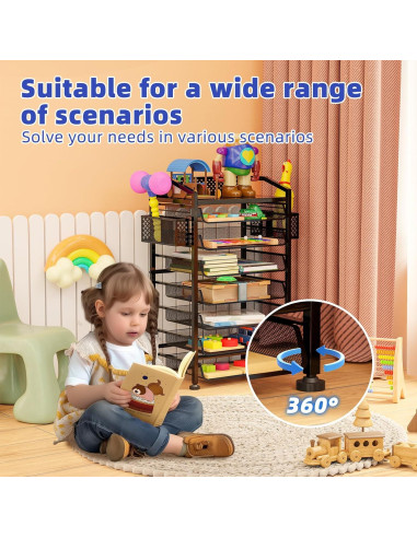 Carro de Archivo Rodante 8 Niveles Simple Trending Negro