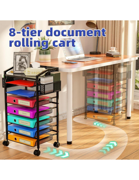 Carro de Archivo Rodante 8 Niveles Simple Trending Negro