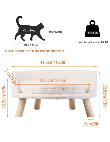 Cama Elevada BingoPaw para Mascotas Redonda 33 cm
