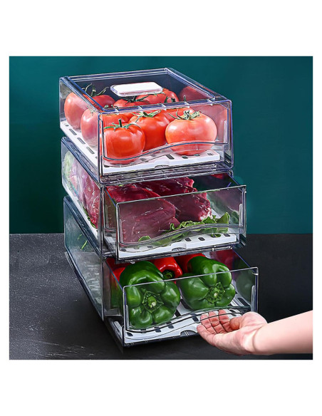 Organizadores de Refrigerador Bealy 2 Piezas con Drenaje 30x20x11cm