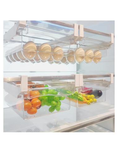 URALFA Organizador de Cajones Refrigerador 2 Pack Ajustable