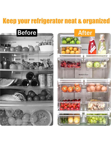 URALFA Organizador de Cajones Refrigerador 2 Pack Ajustable