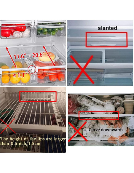 URALFA Organizador de Cajones Refrigerador 2 Pack Ajustable