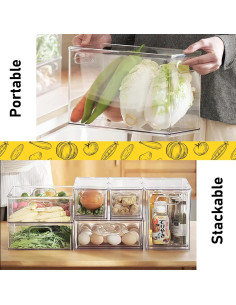 4 Contenedores Organizadores Refrigerador Greenby Transparente 2