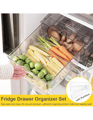 4 Contenedores Organizadores Refrigerador Greenby Transparente