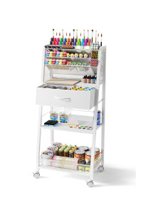 Carro Rodante de 3 Niveles Homsorout Blanco con Cajón