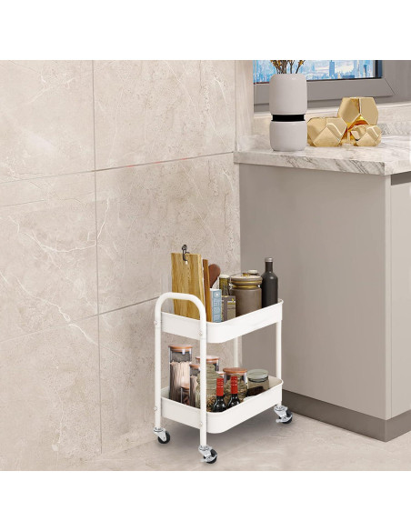 Carro Rodante de Almacenamiento 2 Niveles Melody House Blanco