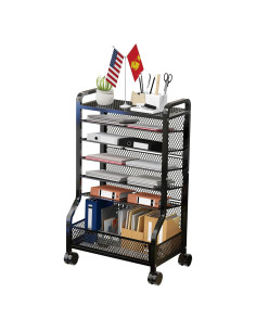 Carro de Almacenamiento SRJZMLY 7 Niveles Negro para Oficina