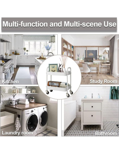 Carro Rodante de Almacenamiento 2 Niveles Melody House Blanco