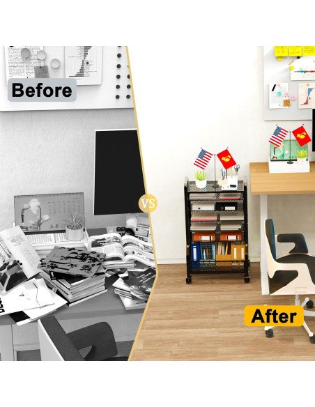 Carro de Almacenamiento SRJZMLY 7 Niveles Negro para Oficina